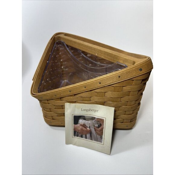 Vtg LONGABERGER SPIN ORGANIZER BASKET, LAZY SUSAN, TWO PROTECTORS, 2005 - Picture 9 of 13